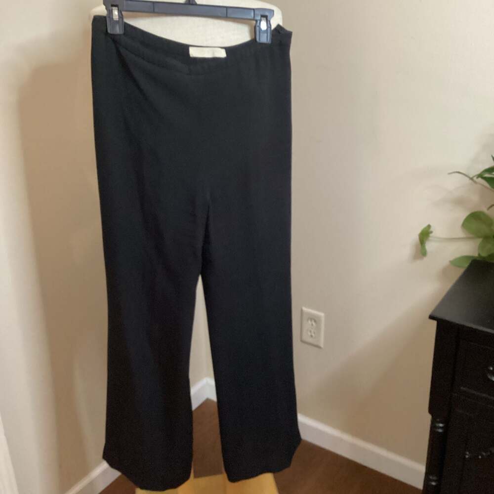 Valentino Vintage Black High-Rise Wide-Leg Acetate Blend Trousers Size 12